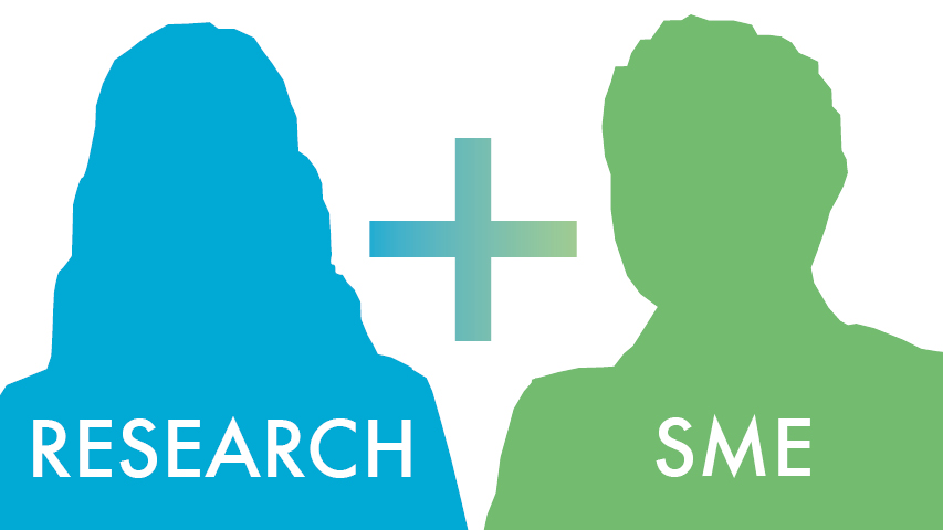 This pictogram shows two placeholders each of them representing one part of the InnoHealth China tandem: research and SME.